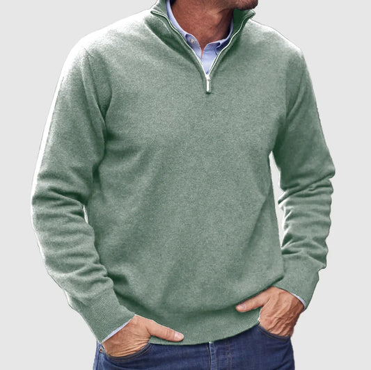 Maglione italiano in cashmere da uomo con zip